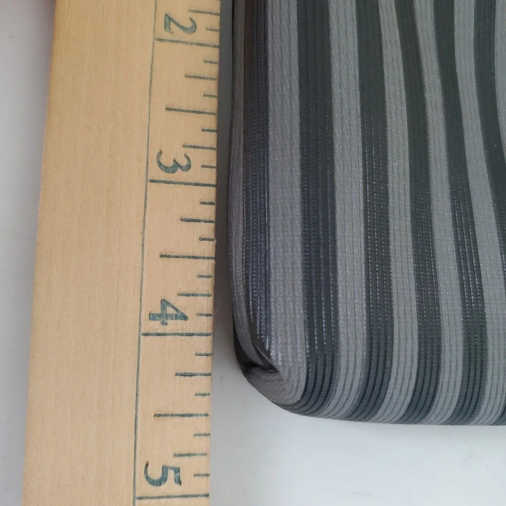 Gloria Vanderbilt Collection Grey Black Striped PVC Cosmetic Pouch V5413